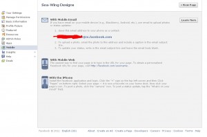 The Facebook mobile email page
