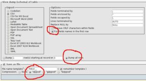 phpmyadmin export-selections