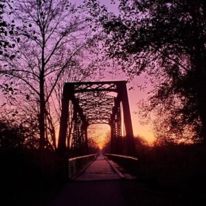 Willapa Trail Bridge at sunset
